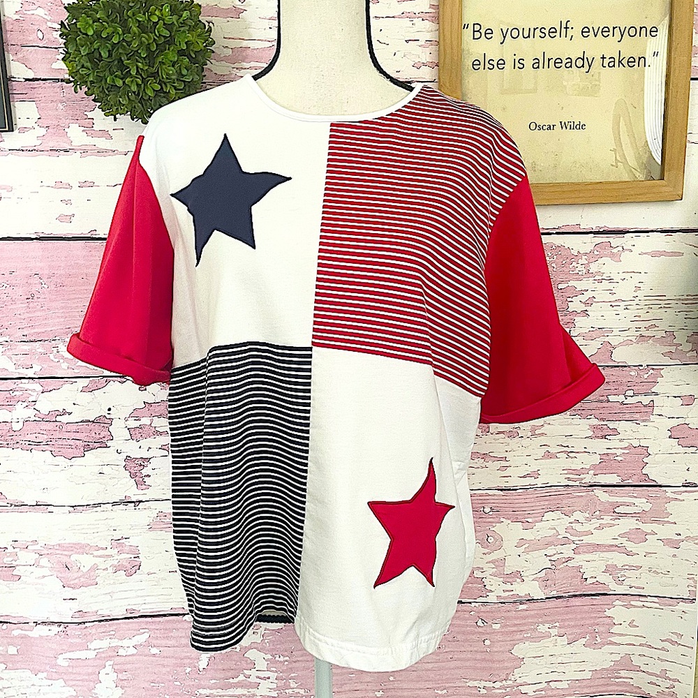 VINTAGE BEDFORD FAIR LIFESTYLES 4th of July Top XL